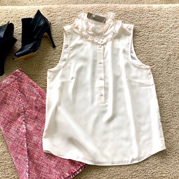 J. Crew Tops - J. Crew Ruffleneck Sleeveless Top